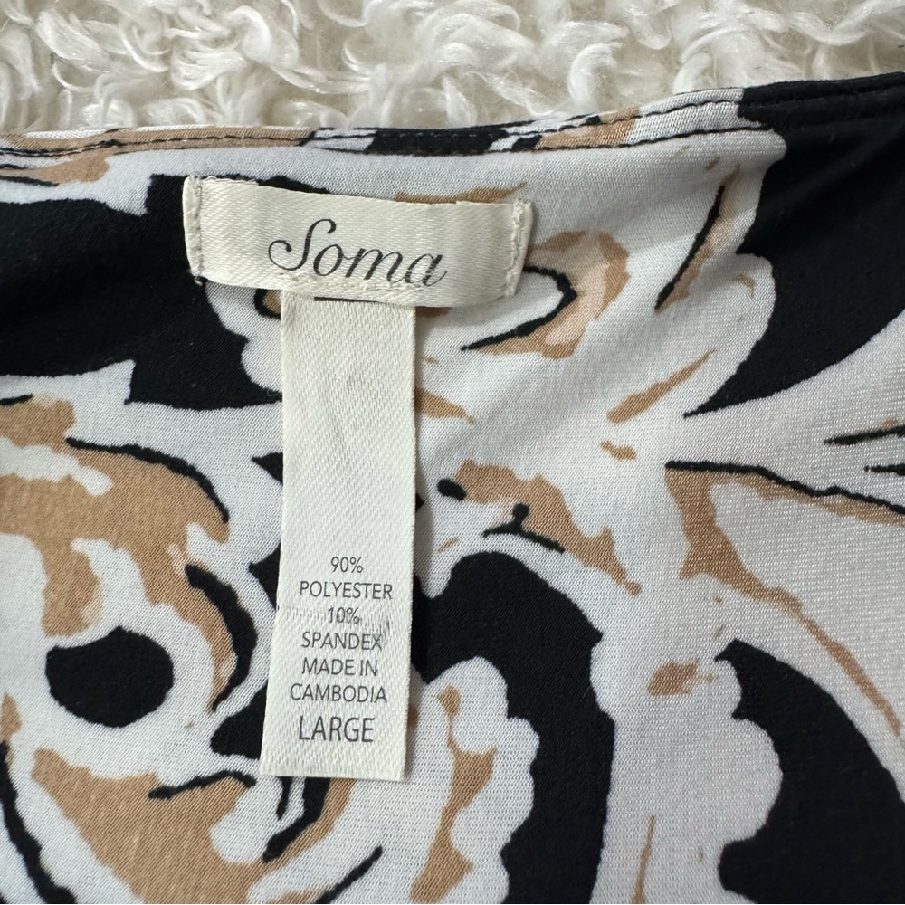 Soma Black Beige White Floral Sleeveless Maxi Dress Women Size Large - Picture 9 of 9